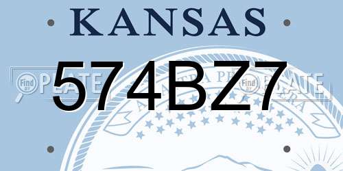 574BZ7 Kansas License Plate