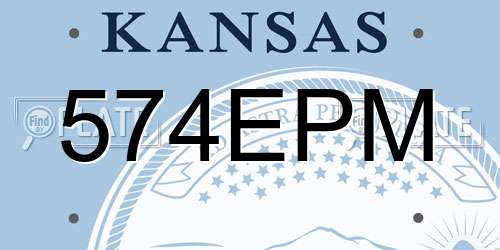 574EPM Kansas License Plate