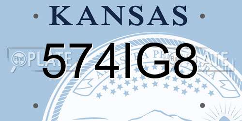 574IG8 Kansas License Plate