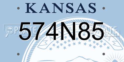 574N85 Kansas License Plate