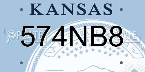 574NB8 Kansas License Plate