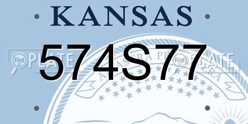 574S77 Kansas License Plate