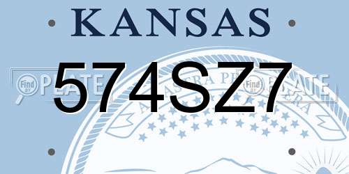 574SZ7 Kansas License Plate
