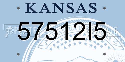 57512I5 Kansas License Plate