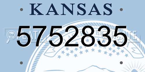 5752835 Kansas License Plate