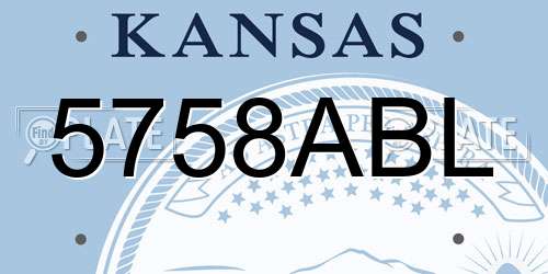 5758ABL Kansas License Plate
