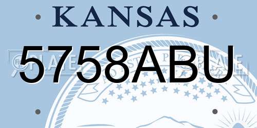 5758ABU Kansas License Plate