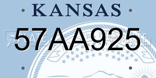 57AA925 Kansas License Plate