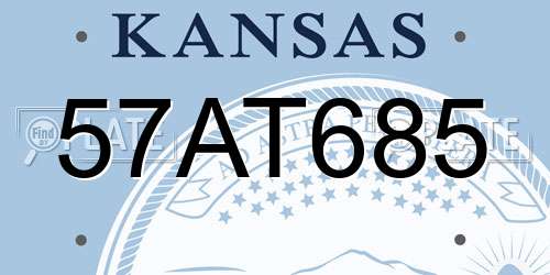 57AT685 Kansas License Plate
