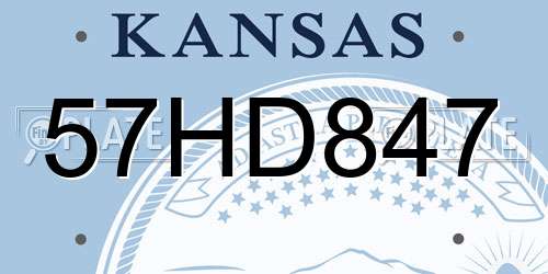 57HD847 Kansas License Plate