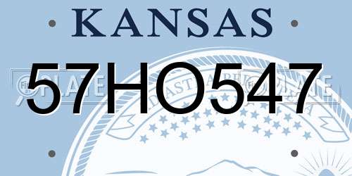 57HO547 Kansas License Plate
