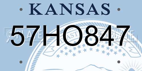 57HO847 Kansas License Plate