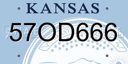 57OD666 Kansas License Plate