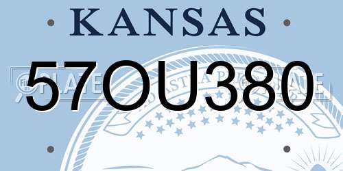 57OU380 Kansas License Plate