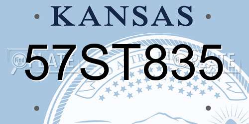 57ST835 Kansas License Plate