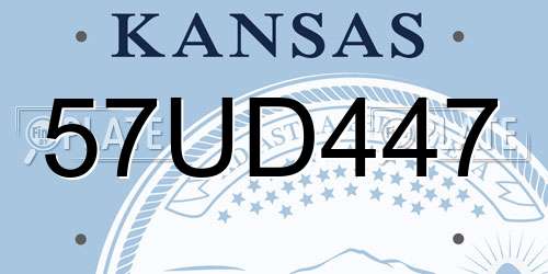 57UD447 Kansas License Plate