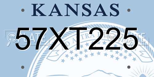 57XT225 Kansas License Plate