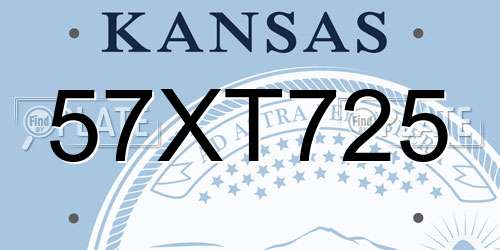 57XT725 Kansas License Plate