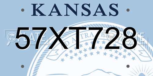 57XT728 Kansas License Plate