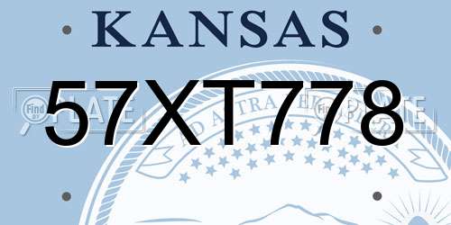 57XT778 Kansas License Plate