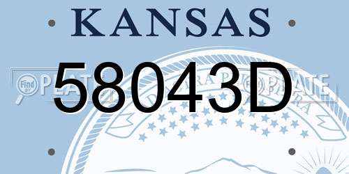 58043D Kansas License Plate