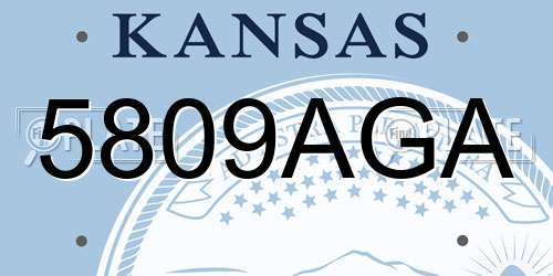 5809AGA Kansas License Plate