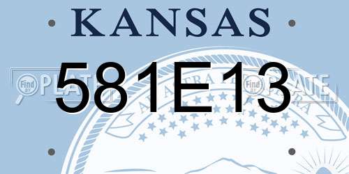 581E13 Kansas License Plate