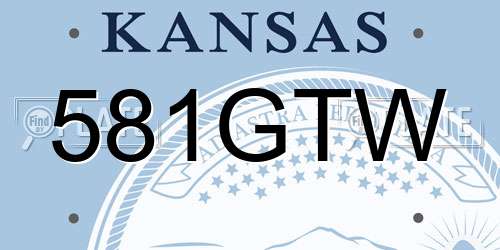 581GTW Kansas License Plate