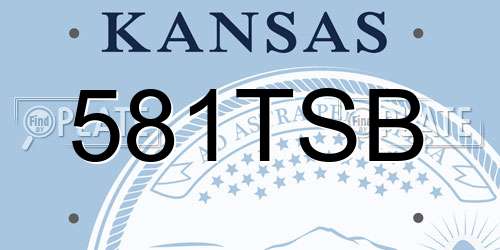 581TSB Kansas License Plate