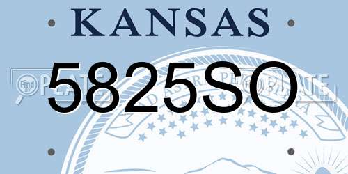 5825SO Kansas License Plate