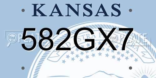 582GX7 Kansas License Plate