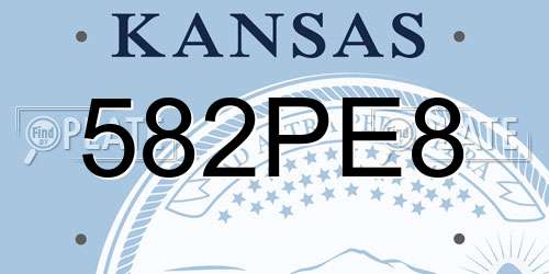 582PE8 Kansas License Plate