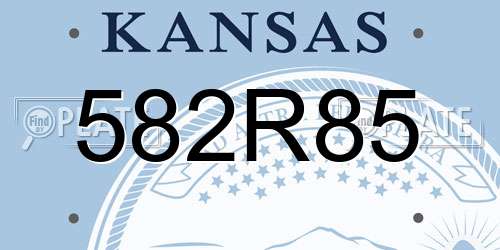 582R85 Kansas License Plate