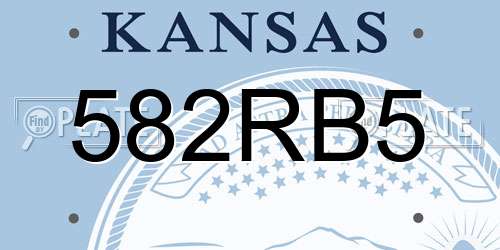 582RB5 Kansas License Plate