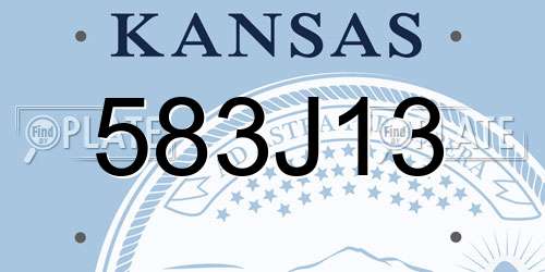 583J13 Kansas License Plate