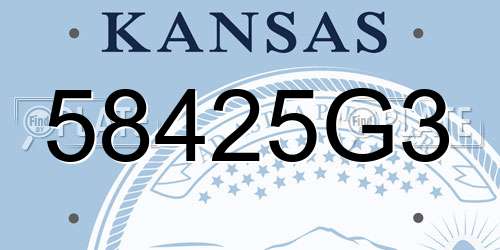 58425G3 Kansas License Plate
