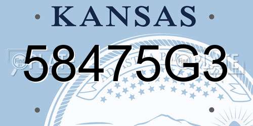58475G3 Kansas License Plate