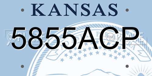 5855ACP Kansas License Plate