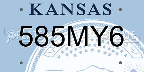 585MY6 Kansas License Plate