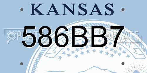 586BB7 Kansas License Plate