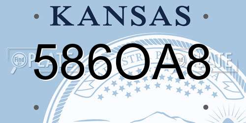 586OA8 Kansas License Plate