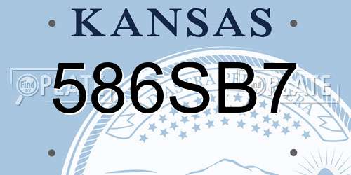 586SB7 Kansas License Plate