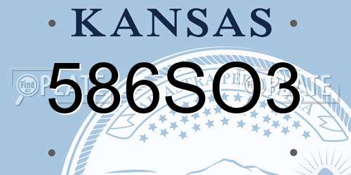 586SO3 Kansas License Plate