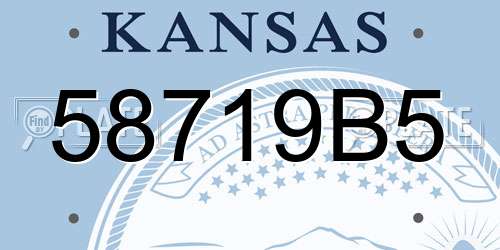 58719B5 Kansas License Plate