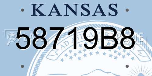 58719B8 Kansas License Plate