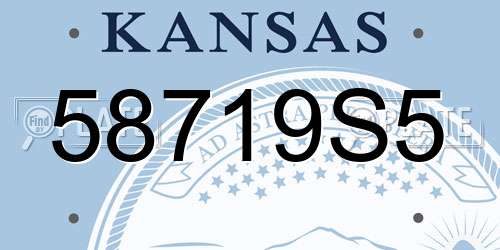 58719S5 Kansas License Plate