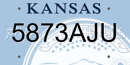 5873AJU Kansas License Plate