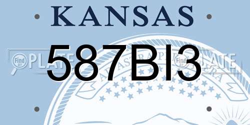 587BI3 Kansas License Plate