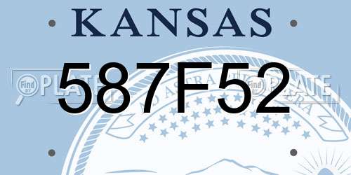 587F52 Kansas License Plate