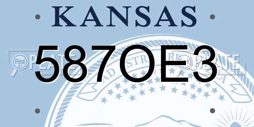 587OE3 Kansas License Plate